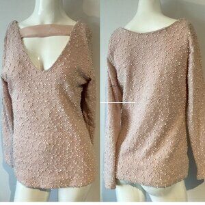Y2K Jennifer Lopez Textured Knobby Knit Top Sequins -S Back Cut-out CHRIS